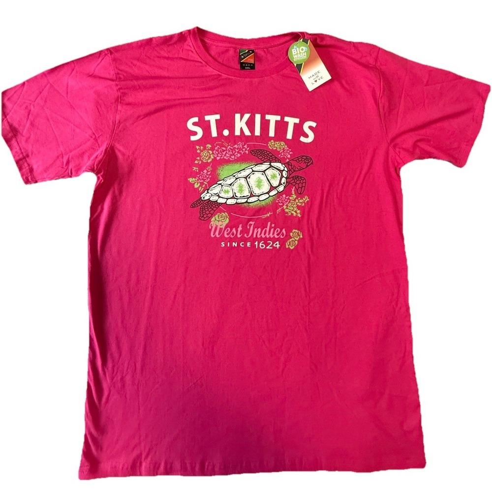 SKN Brand  St‎ Kitts West Indies Plus T-Shirt Tee Size 3XL Short Sleeve Pink